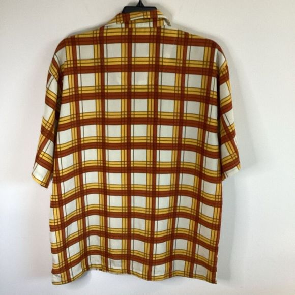 KAD Vintage Plaid Shirt Rust/Yellow Size Large - Picture 2 of 6